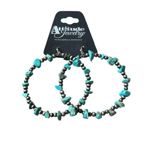 Attitude Jewelry Montana Silversmiths Large Round Turquoise Beaded Earrings - Picture 1 of 4